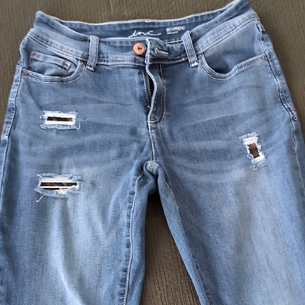 INC International Concepts Blue Boyfriend Jeans Distressed